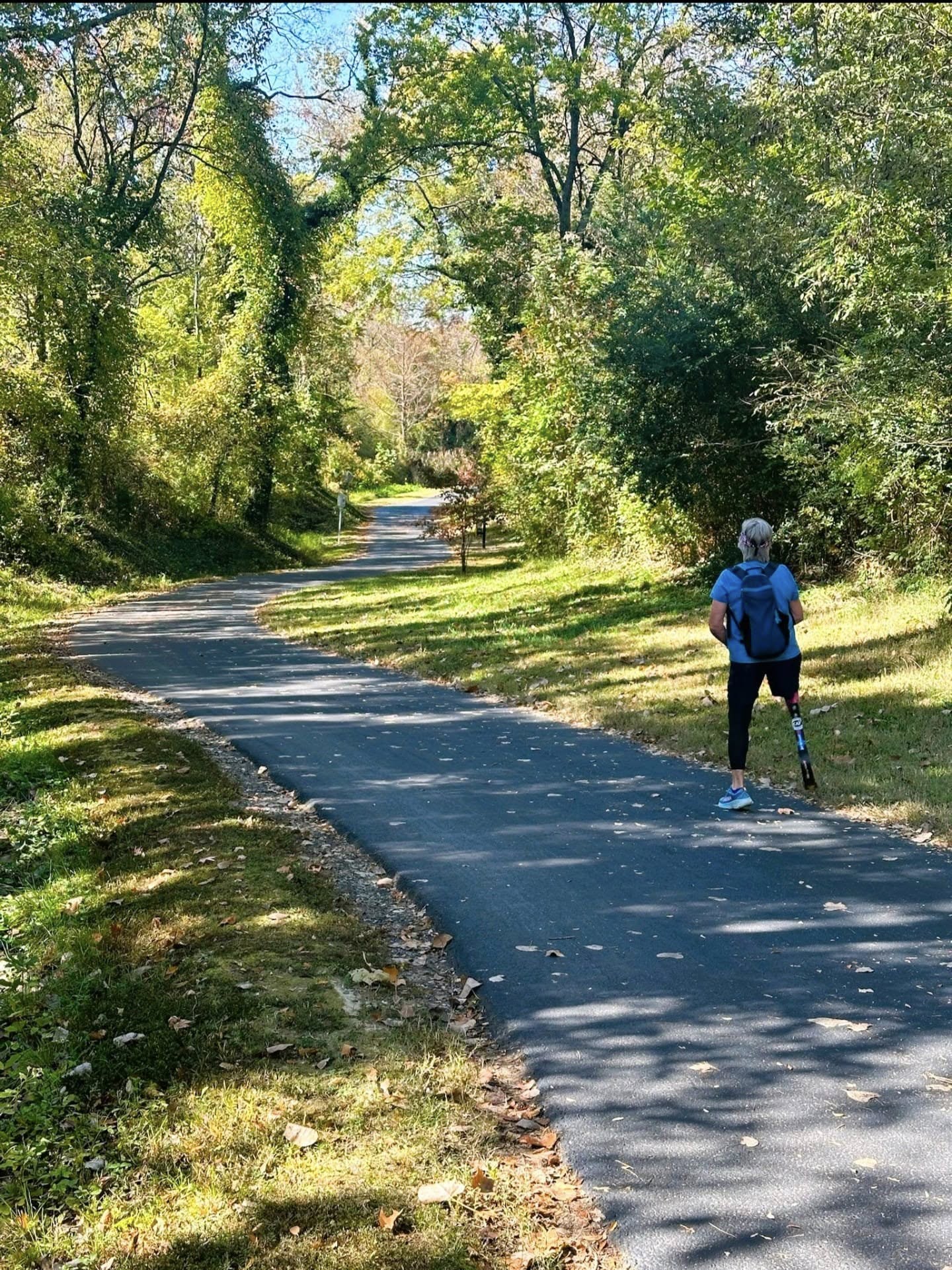 Robin walking the Virginia Capital Trail