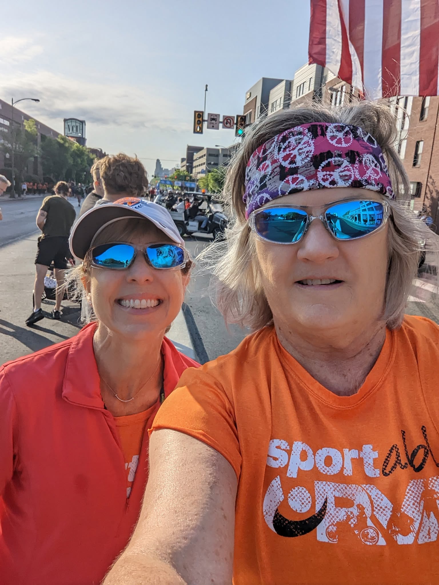 Robin with a friend at a race